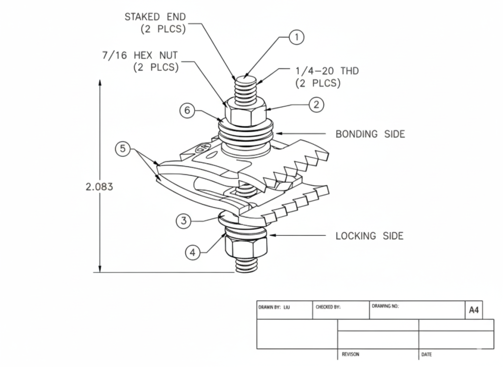 I-Beam Grounding Clamp Drawing