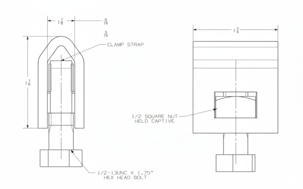 Strand Ground Clamp Drawing