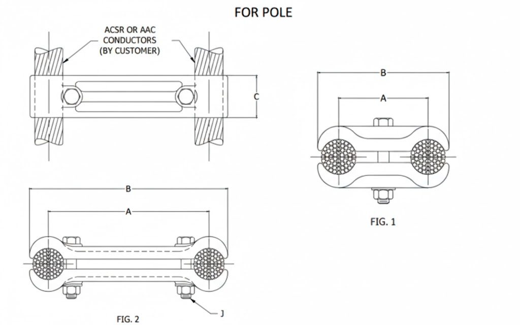 Bolted Cable Spacer Drawing