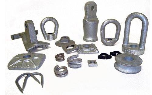 Overhead pole line hardware fittings for power distribution