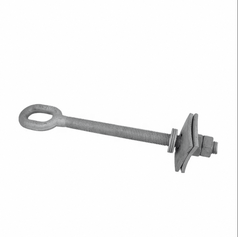 Utility pole forged eye bolt hardware