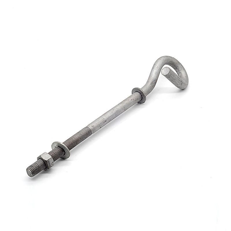 Pigtail eye bolt utility pole hardware