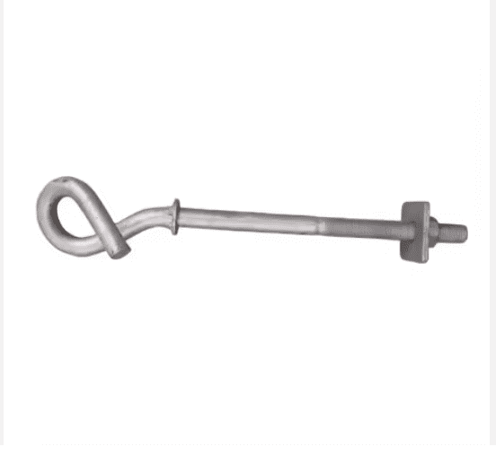 Pigtail bolt for overhead power lines