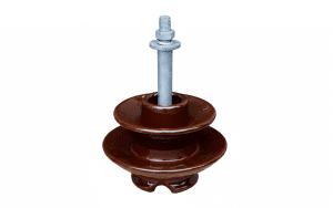 High-voltage post insulator installed on transmission line structure