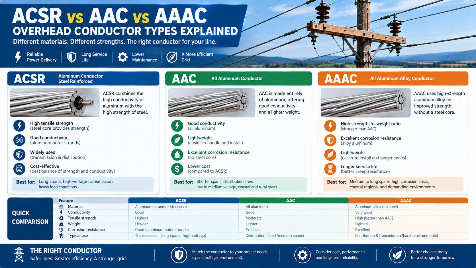 ACSR vs AAC vs AAAC
