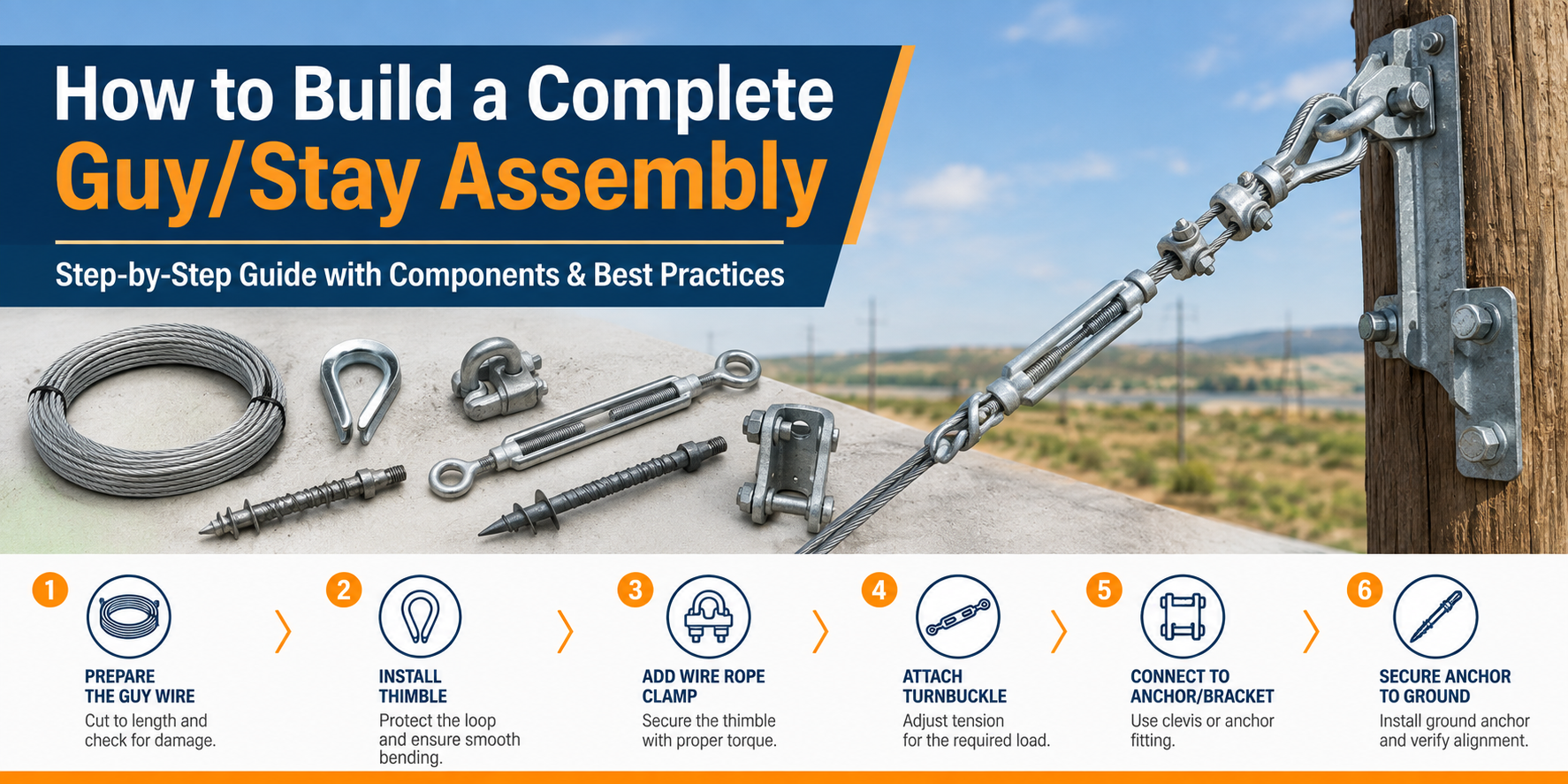Complete Guy and Stay Assembly