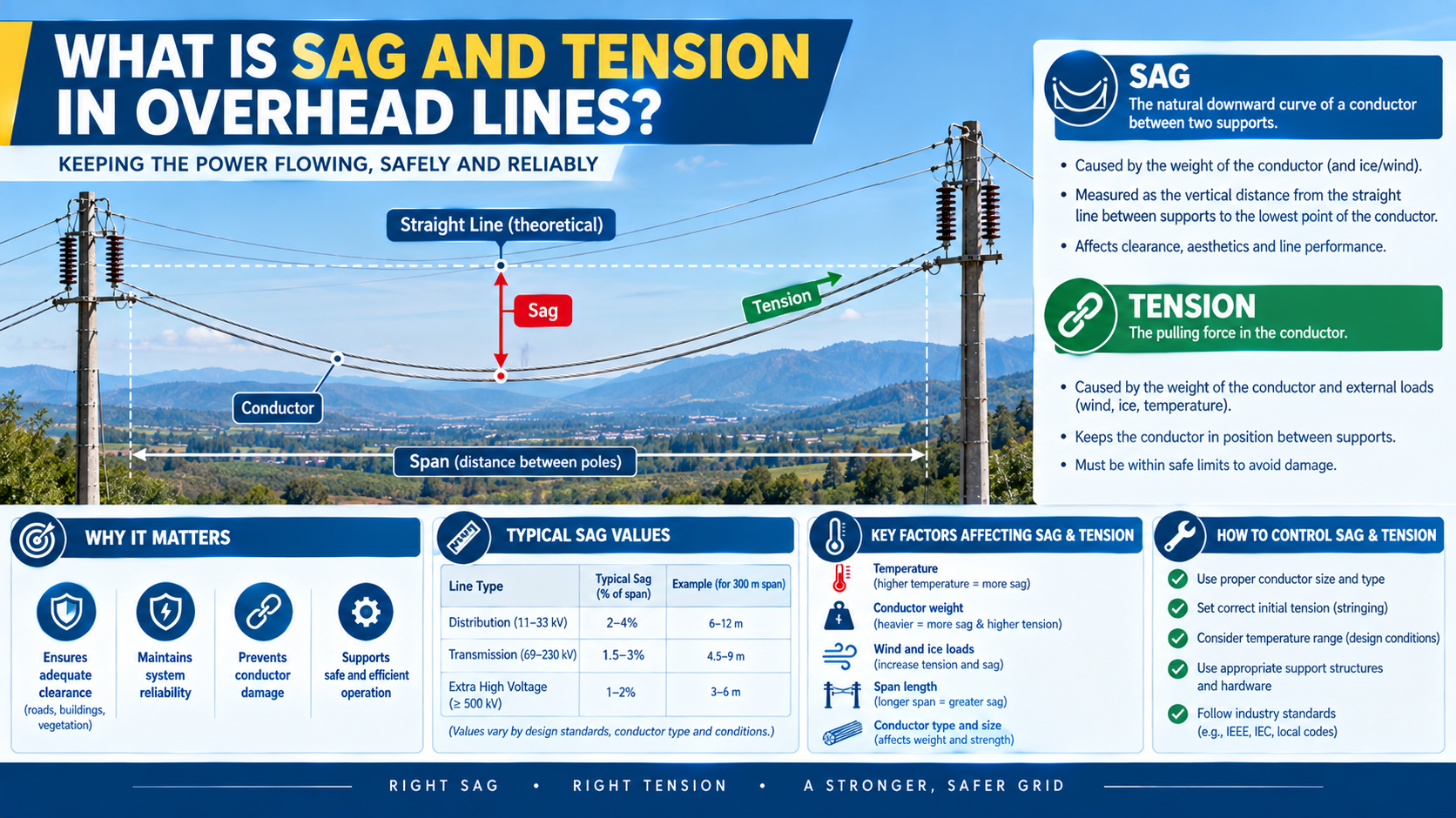 Sag and Tension in Overhead Lines